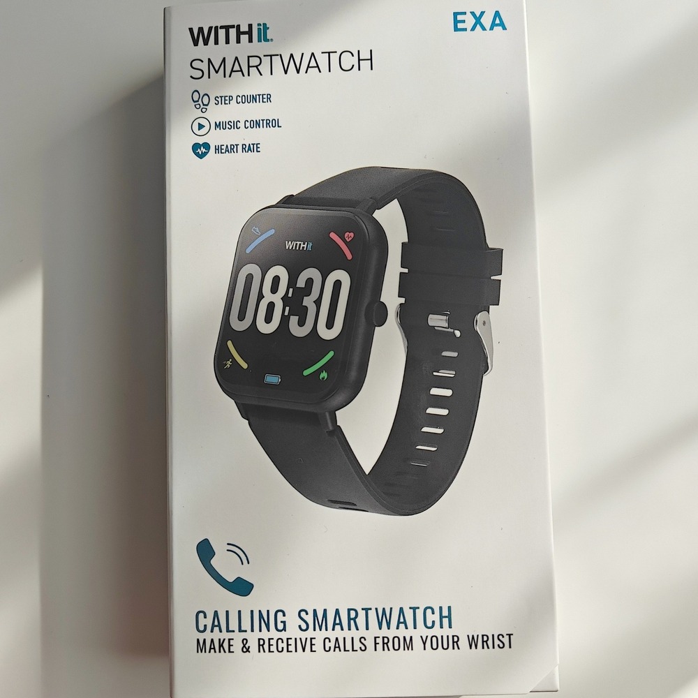 WITHit EXA Smartwatch Black Calling Bluetooth Fitness Tracker iOS Android NEW
